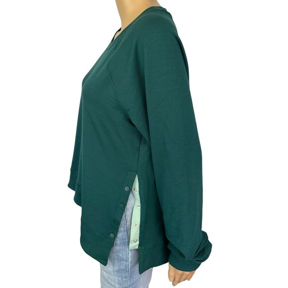 2/$30 Sincerely Jules Side Snap Sweatshirt Teal Pullover Long Sleeve Size L - Picture 7 of 13